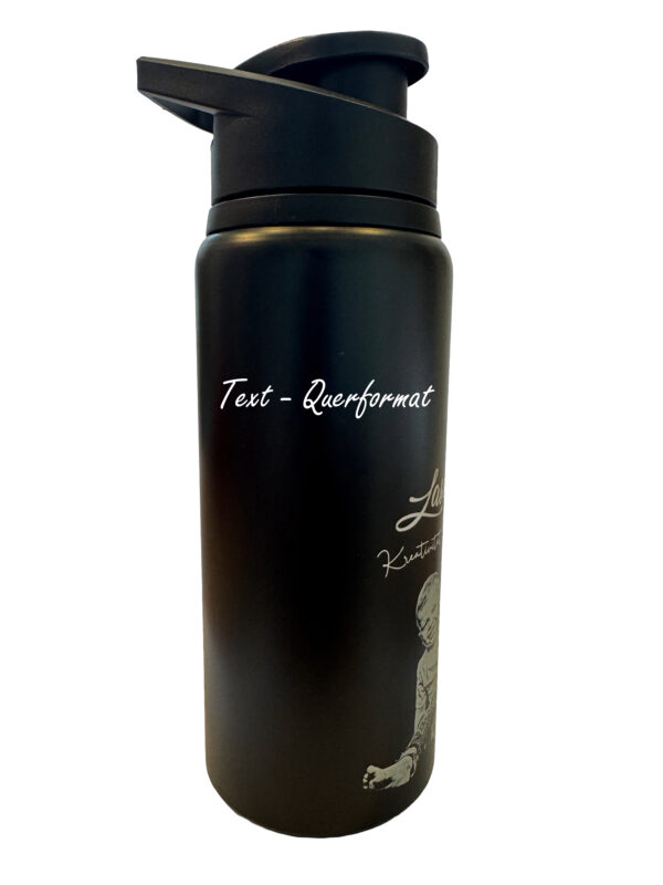 Sport Trinkflasche 500 ml mit Gravur - Text hochformat – Bild 2
