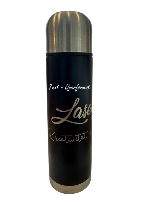 Thermoskanne schwarz 500 ml mit Gravur - Text querformat – Bild 3