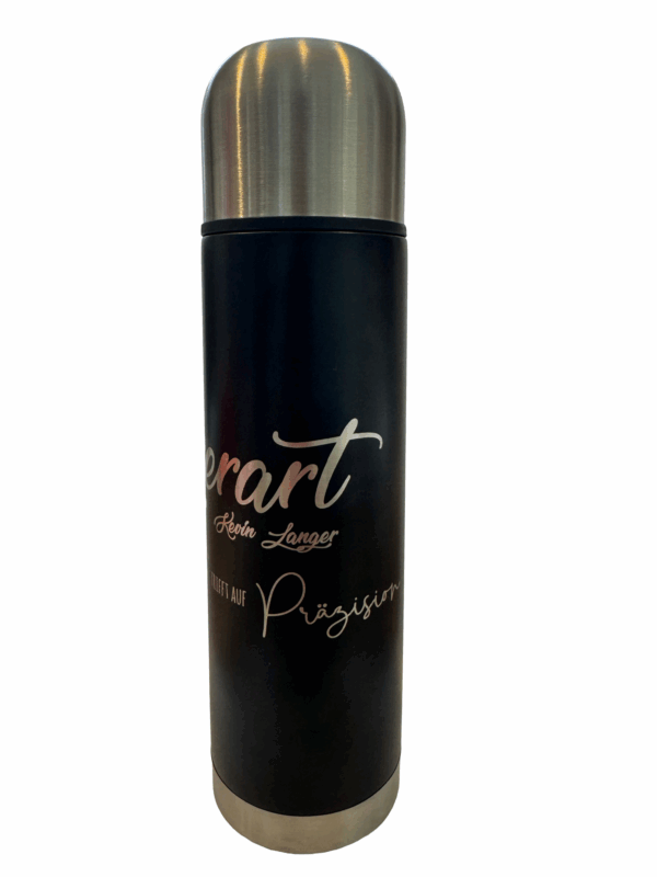 Thermoskanne schwarz 500 ml mit Gravur - Text querformat – Bild 2
